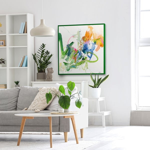 Tablou cu detalii pictate manual 102x102 cm Confidential Green – Malerifabrikken-image-1