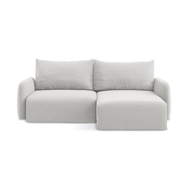 Colțar gri deschis extensibil/cu spațiu de depozitare cu tapițerie din catifea (cu colț pe partea dreaptă/cu șezlong) Kalena – Makamii