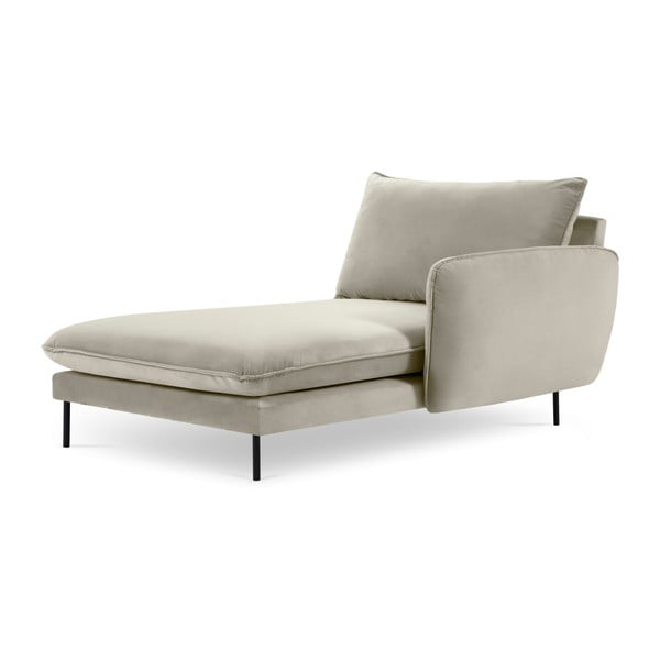Șezlong cu tapițerie din catifea și cotieră pe partea dreaptă Cosmopolitan Design Vienna, bej-image-3