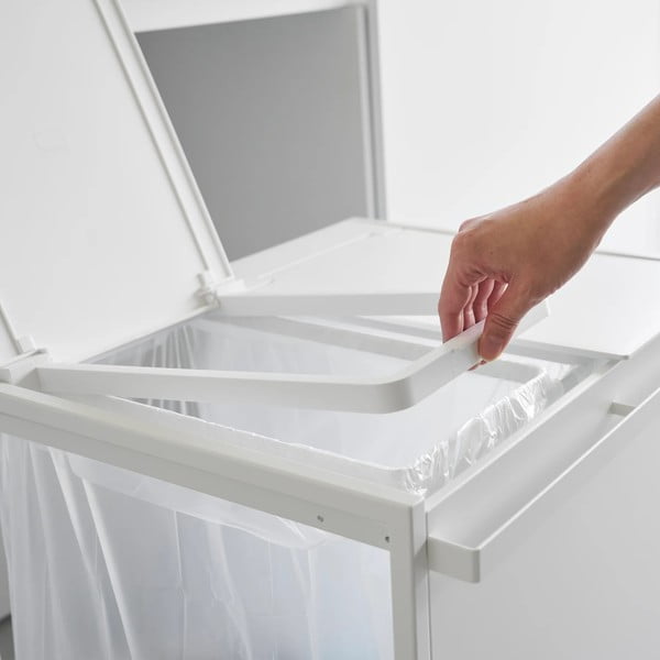 Coș de gunoi alb de reciclat din metal Tower – YAMAZAKI-image-2