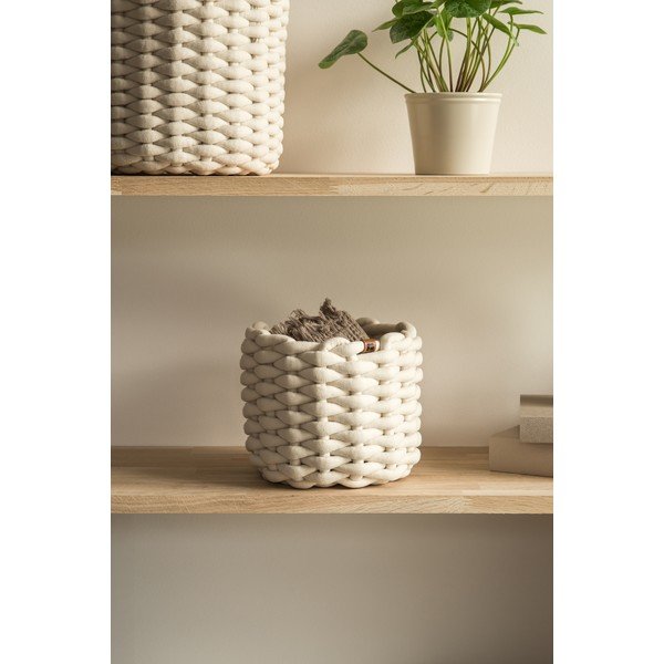 Coș de depozitare din material textil ø 21x17 cm Peach Skin Round S – Bigso-image-1