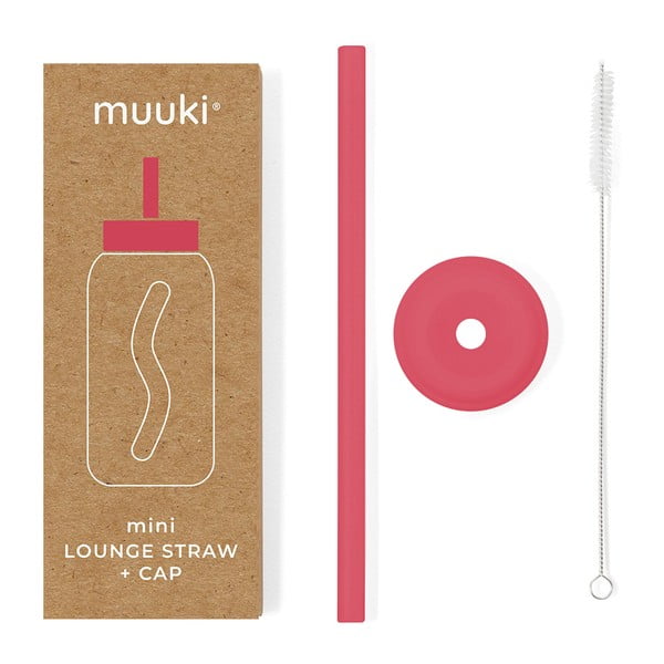 Pai de băut cu perie de curățare/cu capac inclus din silicon Watermelon High – Muuki