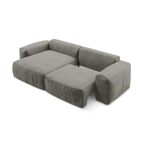 Colțar gri extensibil cu tapițerie din chenille (cu colț pe partea stângă/cu șezlong) Kuki – Makamii-image-4