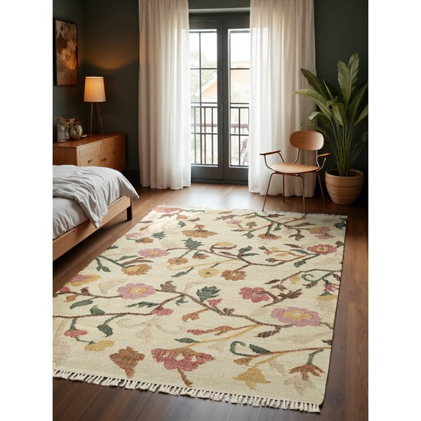 Covor crem țesut manual din iută 200x300 cm Roya Violette – Elle Decoration-image-1