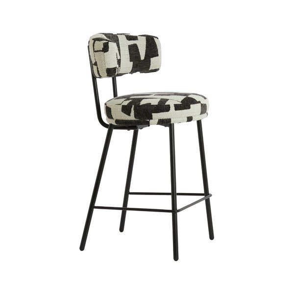 Scaun de bar negru/crem tapițat Harvie – Light & Living