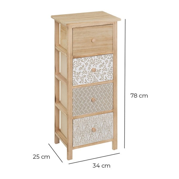 Comodă în culoare naturală înaltă din lemn masiv de paulownia 34x78 cm – Casa Selección-image-2