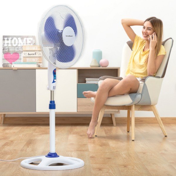 Ventilator cu stativ InnovaGoods, ø 40 cm, alb-albastru-image-3