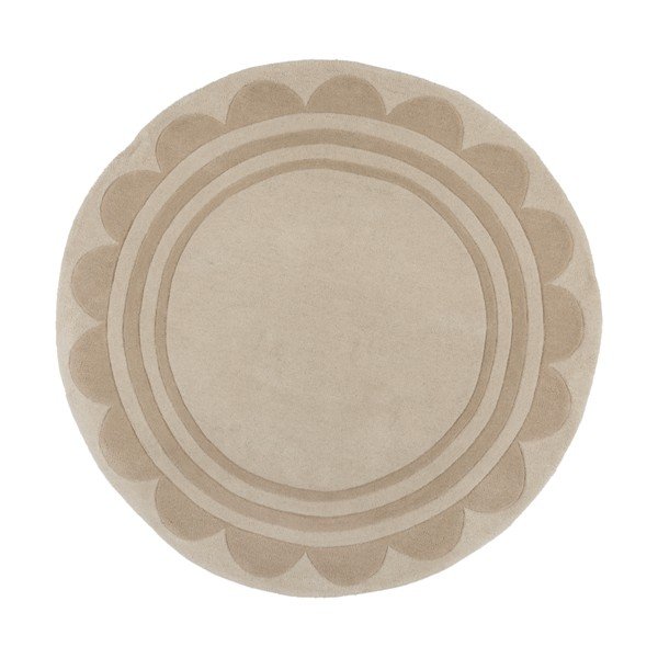 Covor în culoare naturală țesut manual rotund din lână ø 120 cm Lois Scallop – Flair Rugs