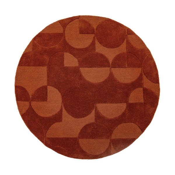 Covor teracotă țesut manual rotund din lână ø 160 cm Gigi – Flair Rugs