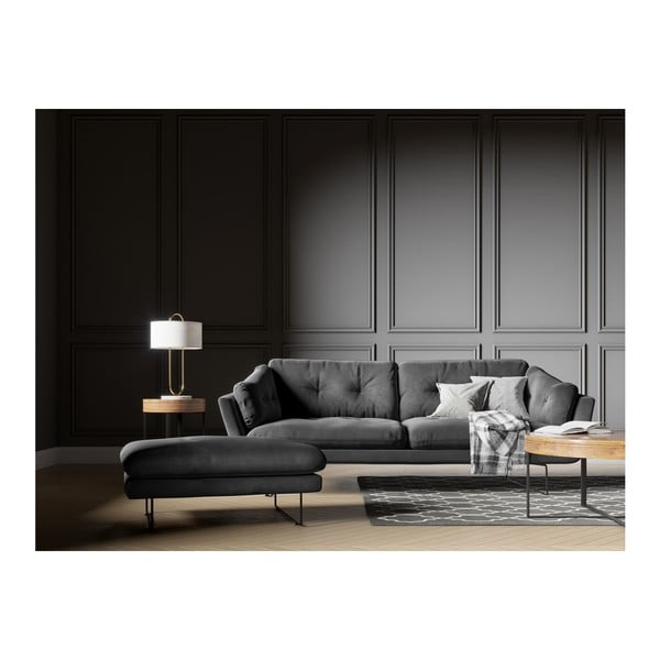 Canapea cu tapițerie de catifea Windsor & Co Sofas Gravity, gri închis-image-4