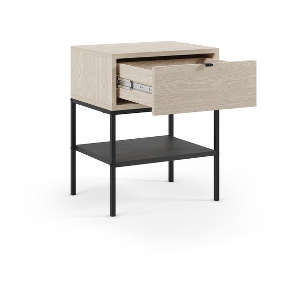 Noptieră în culoare naturală deschisă cu rafturi cu aspect mat Sali – Marckeric-image-3