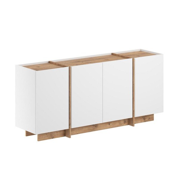 Comodă albă cu aspect de lemn de pin cu orificiu pentru cabluri 180x80x45 cm Dorma – Kalune Design