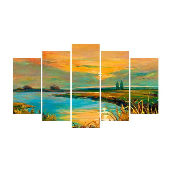 Tablou din mai multe piese pe pânză Lake Landscape Canvas