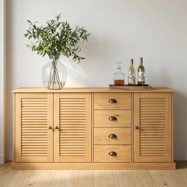 Comodă în culoare naturală deschisă din lemn de pin 166x80x38 cm Edith – Støraa-image-2