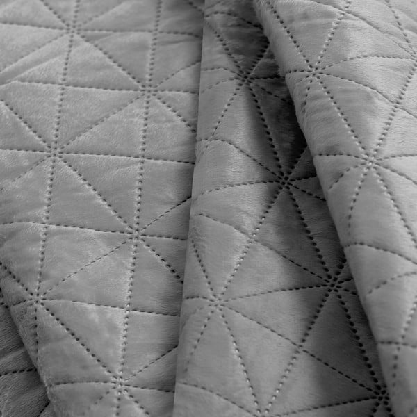 Cuvertură gri deschis matlasată din catifea 220x240 cm Laila – Restilo-image-3