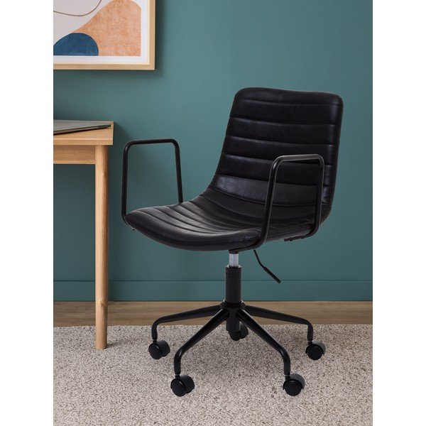 Scaun de birou negru din imitație de piele Forbes – Premier Housewares-image-3