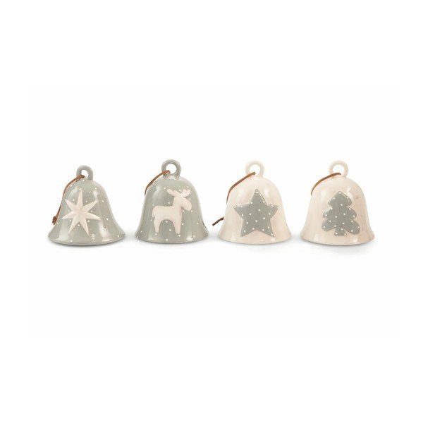 Set 4 decorațiuni Villa d'Este XMAS Campanella Grigio Blanca