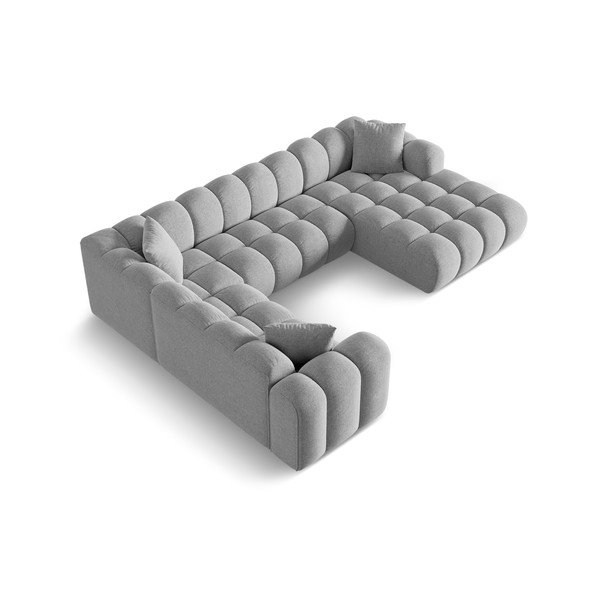 Colțar gri deschis cu tapițerie din chenille (cu colț pe partea stângă/în formă de "U") Treno – Cosmopolitan Design-image-2