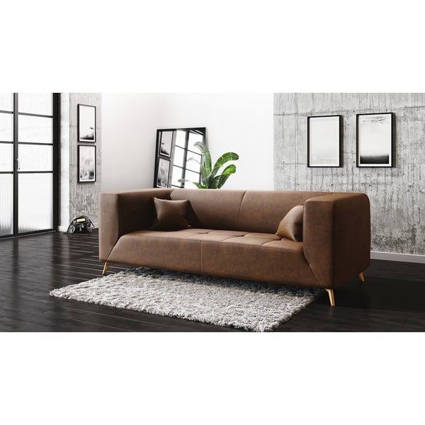 Canapea cu 3 locuri MESONICA Toro, galben miere-image-1