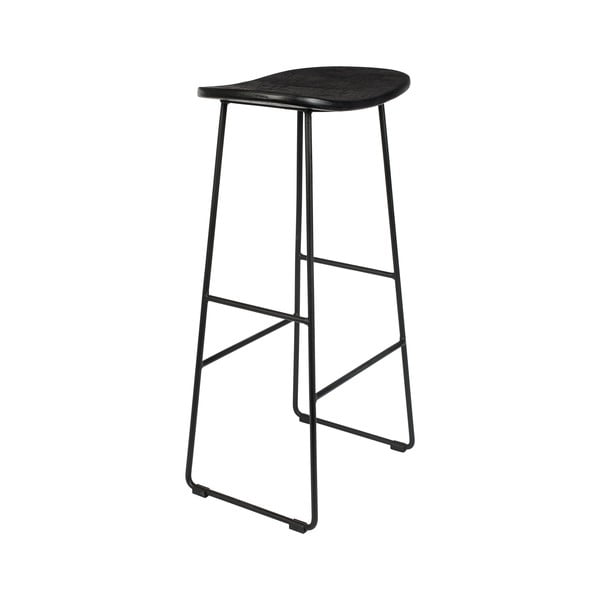 Scaun de bar negru din lemn de tec (înălțime șezut 76 cm) Tangle – White Label-image-4