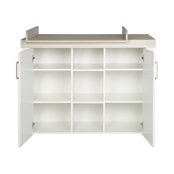 Comodă de copii albă joasă cu aspect de lemn de ulm cu masă de schimbat 120x98 cm Felicia – Roba-image-3