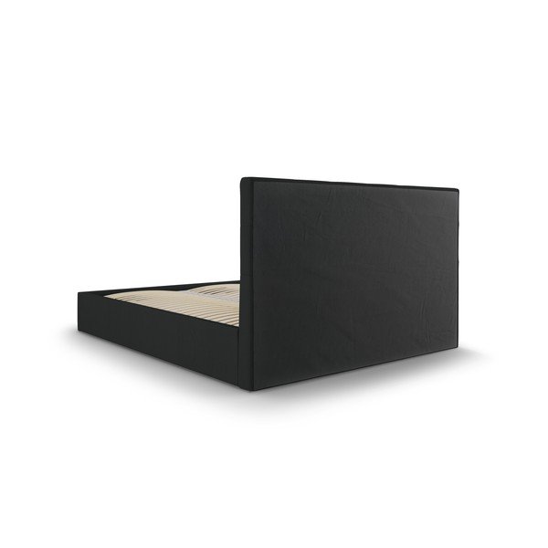 Pat matrimonial 180x200 cm negru tapițat cu spațiu de depozitare cu somieră Nerin – Mazzini Beds-image-4