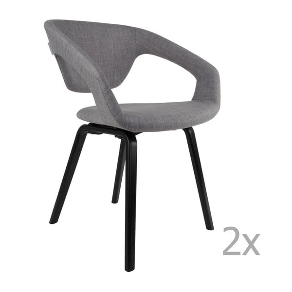 Set 2 scaune cu picioare negre Zuiver Flexback, gri