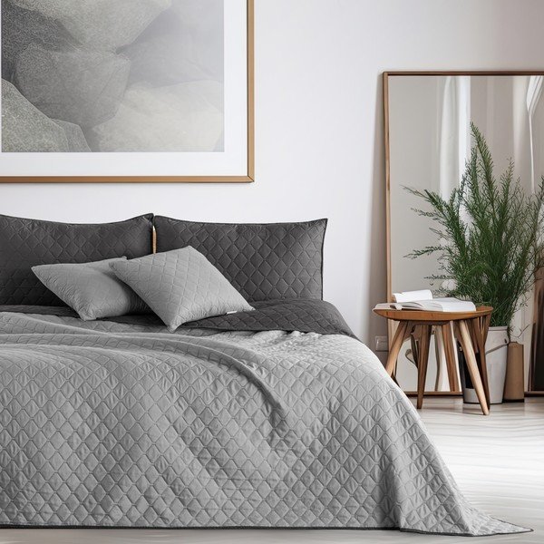 Cuvertură cu 2 fețe din microfibră DecoKing Axel Charcoal Silver, 170 x 270 cm, gri-image-2