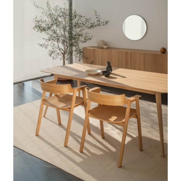 Scaun de dining maro/în culoare naturală cu cotiere din piele Flip – Gazzda-image-1