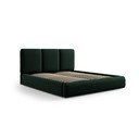 Pat matrimonial verde închis tapițat din catifea cu spațiu de depozitare cu somieră 180x200 cm Brody – Mazzini Beds