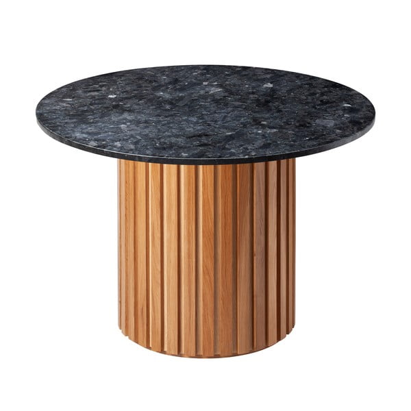 Masă dining cu blat din granit și structură din lemn de stejar RGE Moon, ⌀ 105 cm,negru