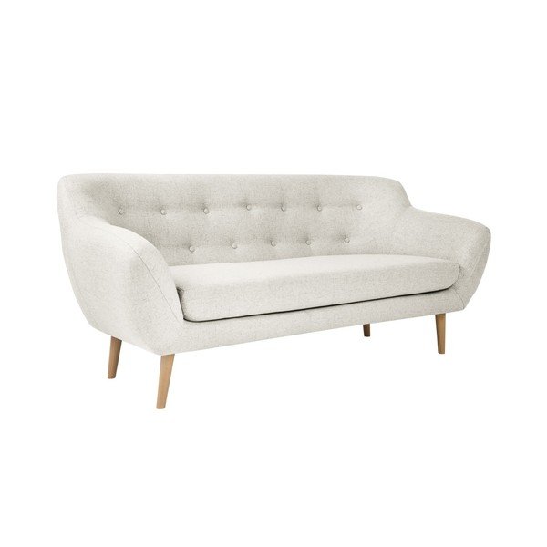 Canapea cu 3 locuri și picioare de culoare deschisă Mazzini Sofas Sicile, crem-image-2