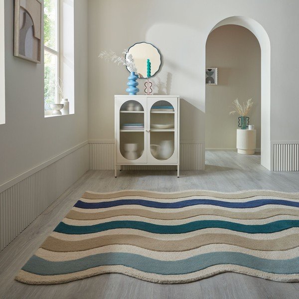 Covor albastru țesut manual din lână 140x200 cm Cascade Wool – Flair Rugs-image-2