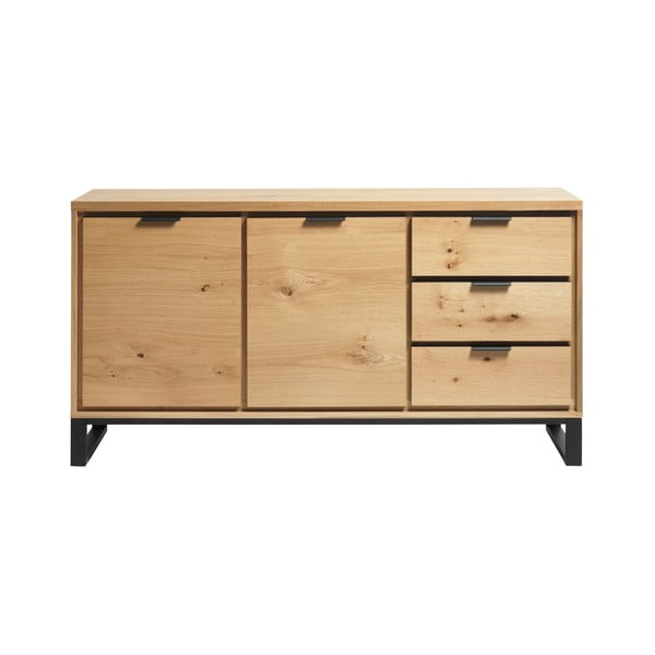Comodă în culoare naturală joasă cu aspect de lemn de stejar 160x83 cm Livorno – Unique Furniture