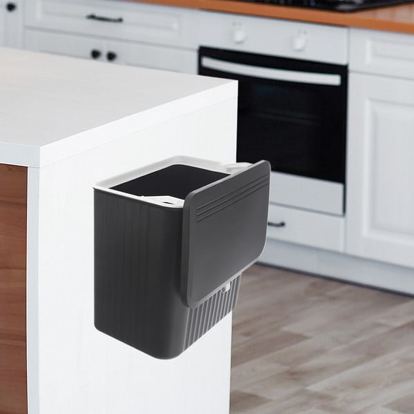 Coș de gunoi negru din plastic 13 l – Orion-image-2