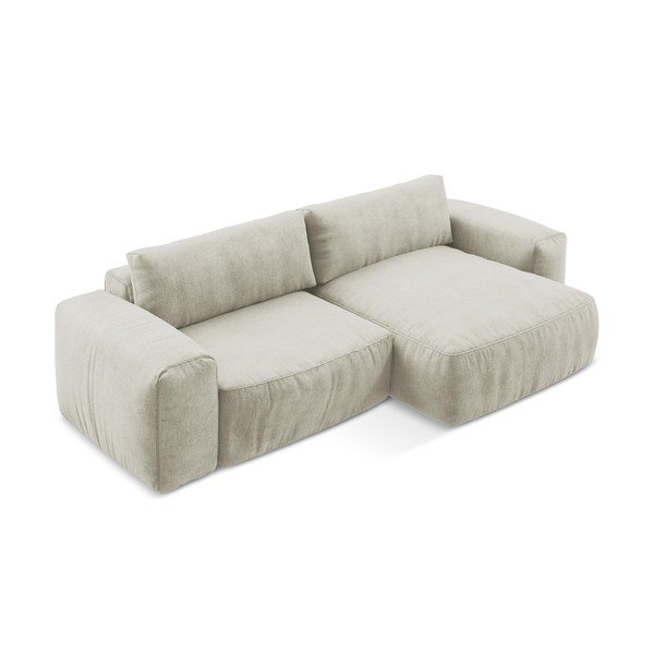 Colțar bej extensibil cu tapițerie din chenille (cu colț pe partea dreaptă/cu șezlong) Kuki – Makamii-image-3