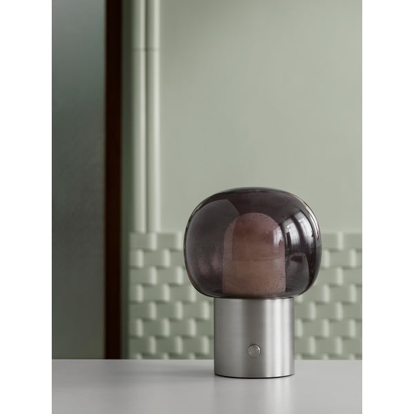 Veioză gri antracit LED din aluminiu cu abajur din sticlă (înălțime 32 cm) Iris – Blomus-image-3