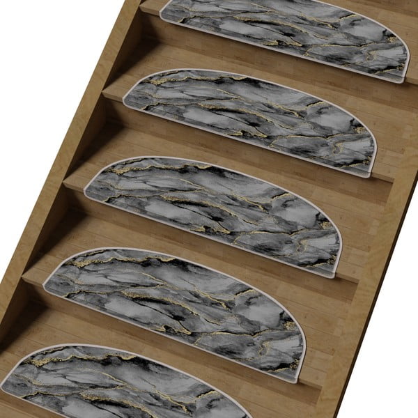 Covorașe pentru scări gri 16 buc. 20x65 cm Golden Marble – Vitaus-image-1