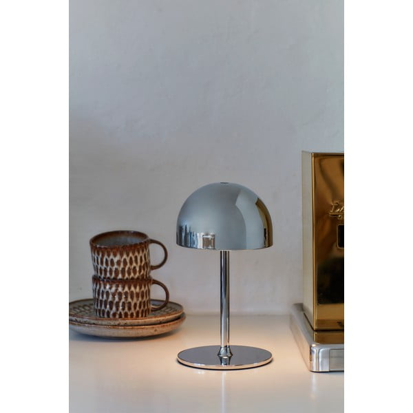 Veioză argintie LED cu control prin telecomandă cu abajur din metal (înălțime 22 cm) Tim – Sirius-image-4