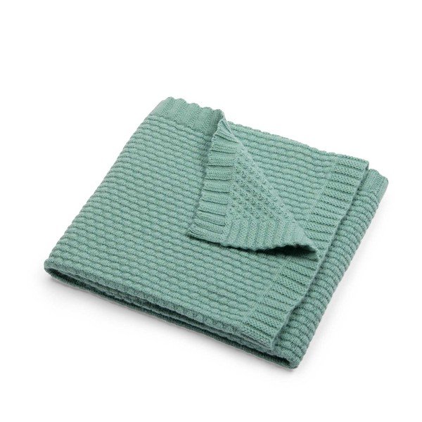 Pătură tricotată pentru copii verde 75x86 cm Pomme des Bois – Moulin Roty