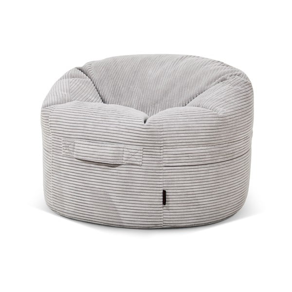 Fotoliu puf pentru copii gri deschis cu tapițerie din catifea reiată Roll 80 – SLOWDOWN