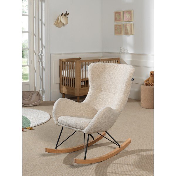 Fotoliu de copii bej balansoar cu tapițerie din țesătură bouclé Rocky – Vipack-image-1