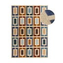 Covor albastru/portocaliu țesut manual din lână 80x150 cm Retro Blocks – Flair Rugs