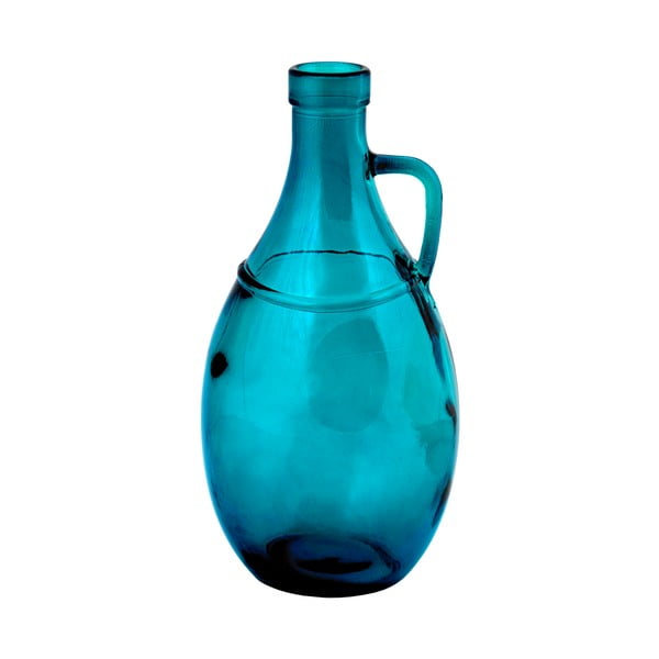 Vază din sticlă cu mâner din sticlă reciclată Ego Dekor, înălțime 26 cm, turcoaz