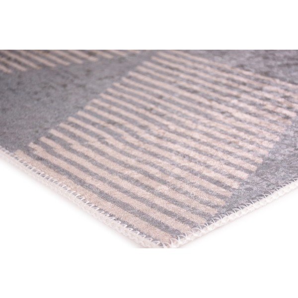 Covor tip traversă gri-bej lavabil 80x200 cm – Vitaus-image-2
