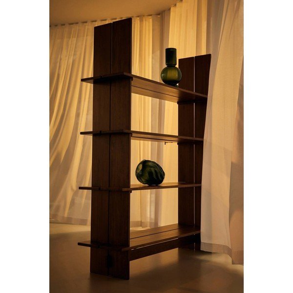 Etajeră în culoare naturală închisă din lemn de pin 140x180x40 cm Tottori – Jotex-image-3