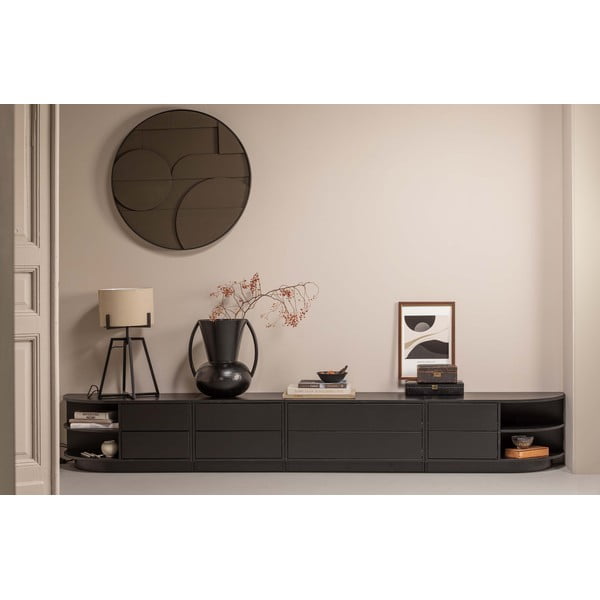 Masă TV modulară neagră din lemn masiv de pin 78x40 cm Finca – WOOOD-image-1