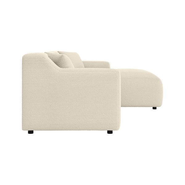 Colțar bej-crem cu tapițerie din catifea reiată  (cu colț pe partea dreaptă, cu șezlong) Martin – Ropez-image-3