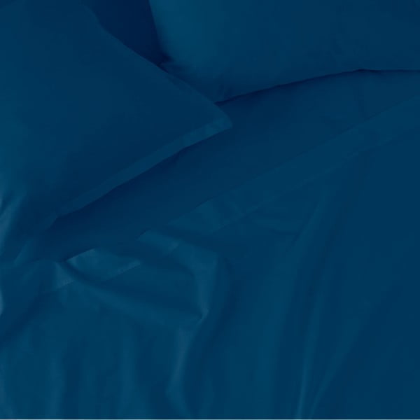 Cearșaf elastic din amestec de bumbac Happy Friday Basic, 90 x 200 cm, albastru închis-image-2