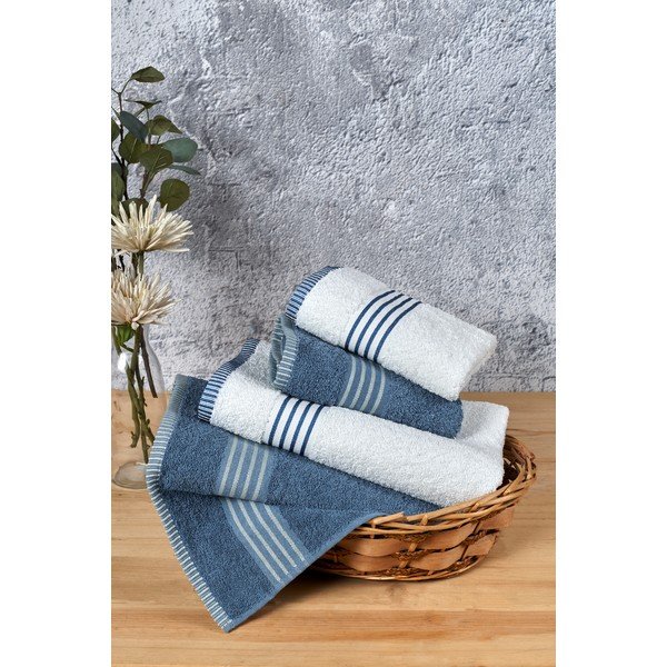 Prosoape de baie albe/albastre 4 buc. din bumbac – Mila Home